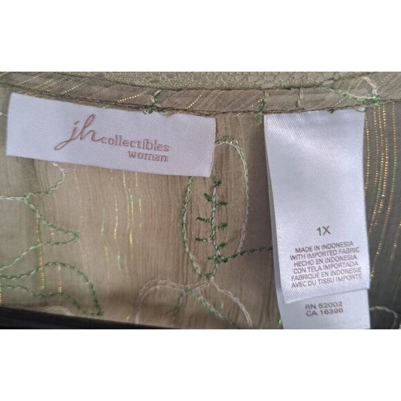 JH Collectibles 1X and 16W 3-Pc Green Embroidered Set Shirt/Tank(1X) Skirt(16W) - Picture 12 of 16